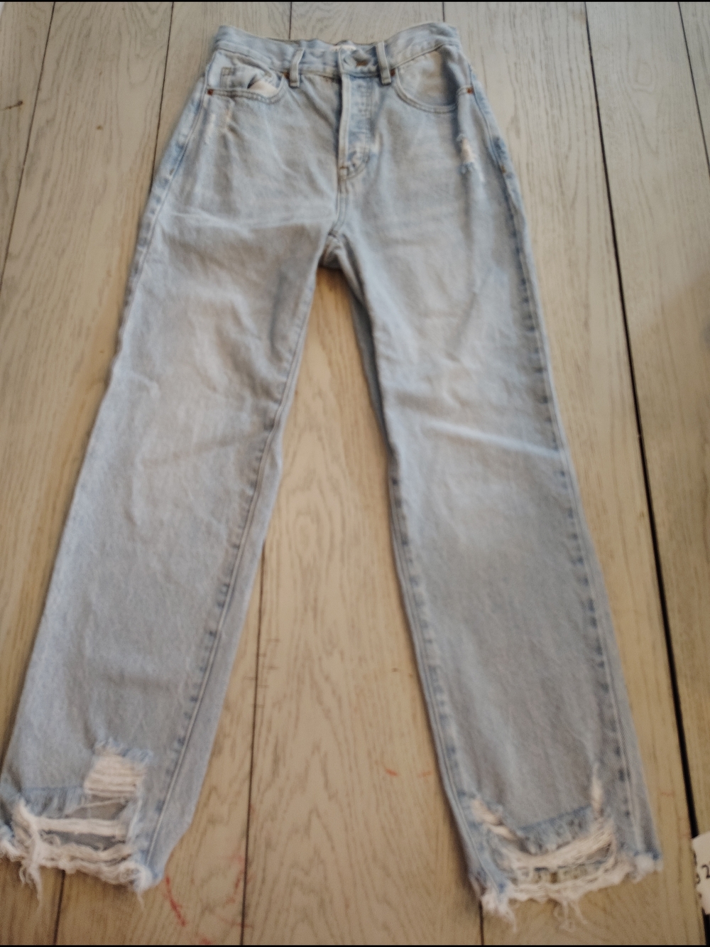 PacSun Light Wash Women's 25 Straight Jeans with Distressed Y2k 90s